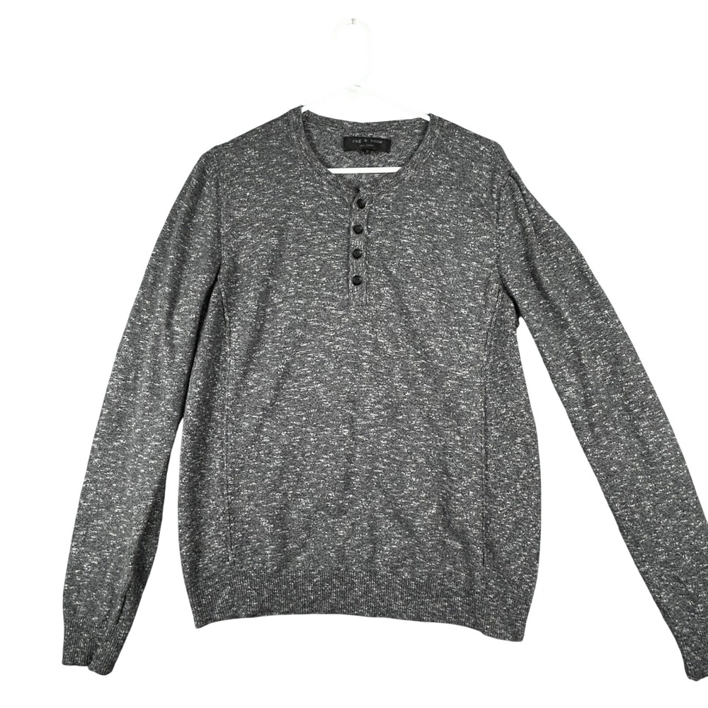 Rag & Bone New York Men's Heathered Gray Long Sleeve Henley Sweater Size M